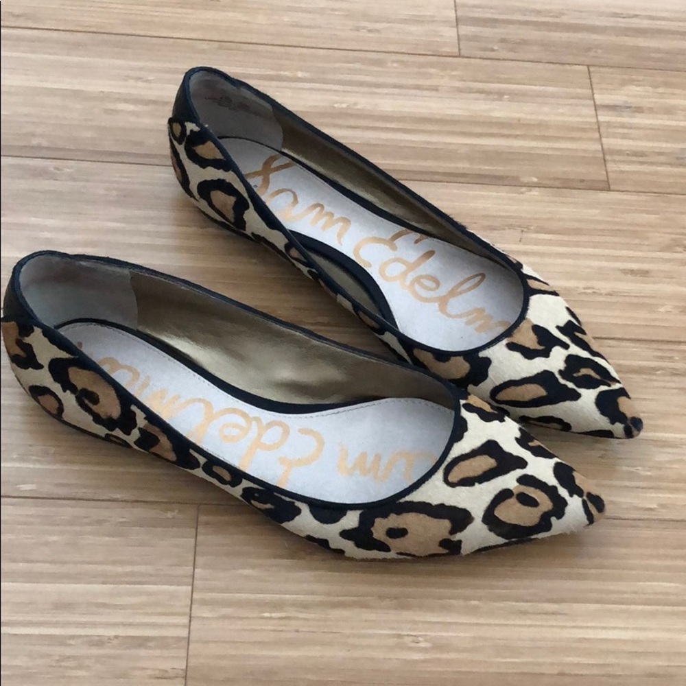 Sam Edelman leather upper cheetah print flats
